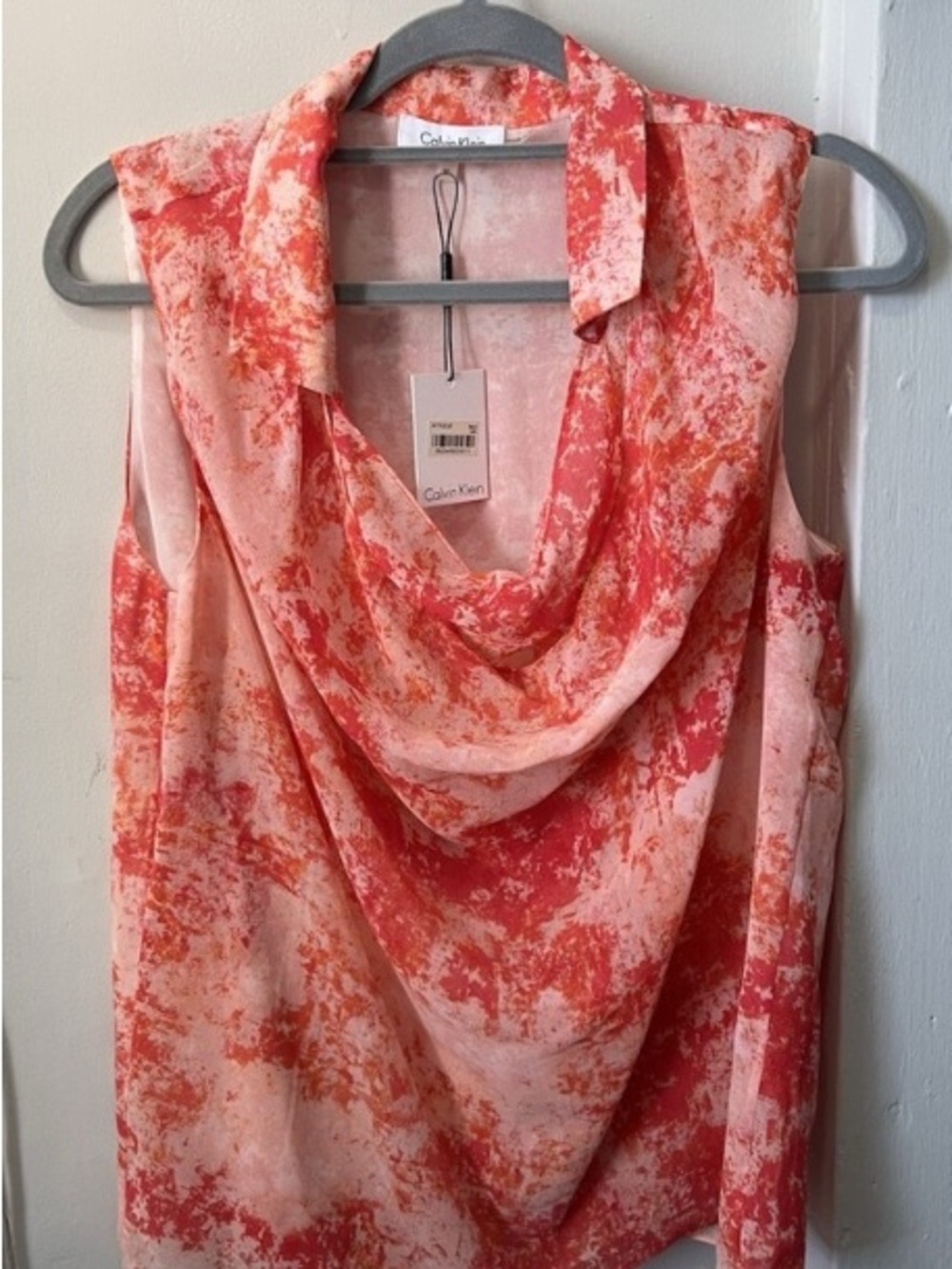 NWT - Calvin Klein Pink & Coral Cowl Neck Sleeveless Top